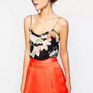 Ted Baker Floral print camisole feminine top adjustable straps black medium